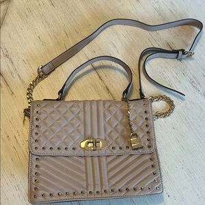 Aldo Tan Quilted Crossbody Bag with Gold Accents